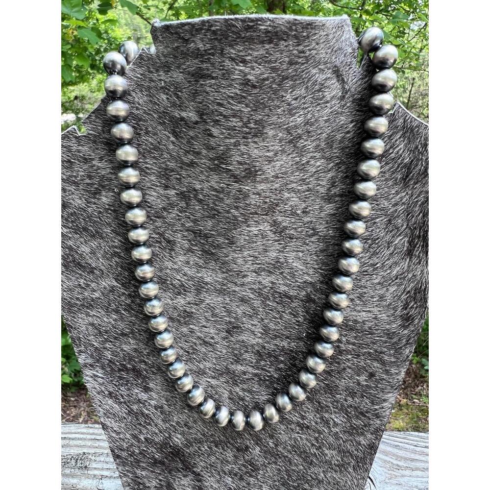 Sterling Handmade Navajo Pearl Necklace 5mm — 20" by Dorinda Mariano (Navajo)